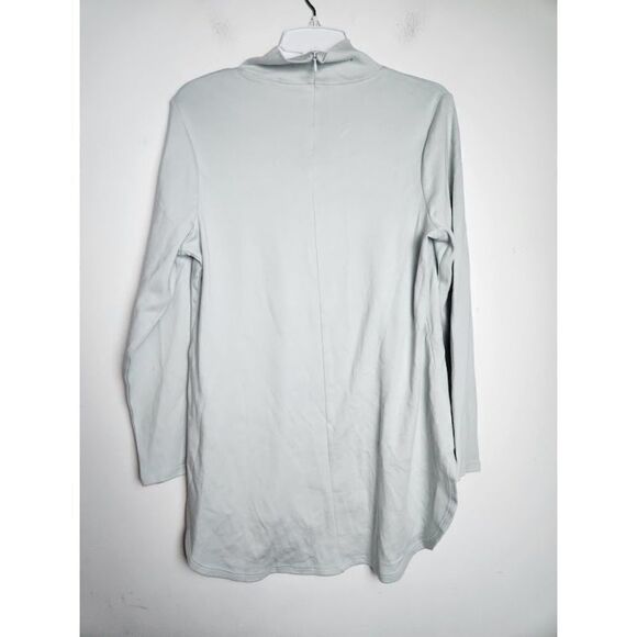 Chico's Women Mock Neck Light Grey 100% Pima Cotton Top size 1 or Medium - Picture 6 of 9